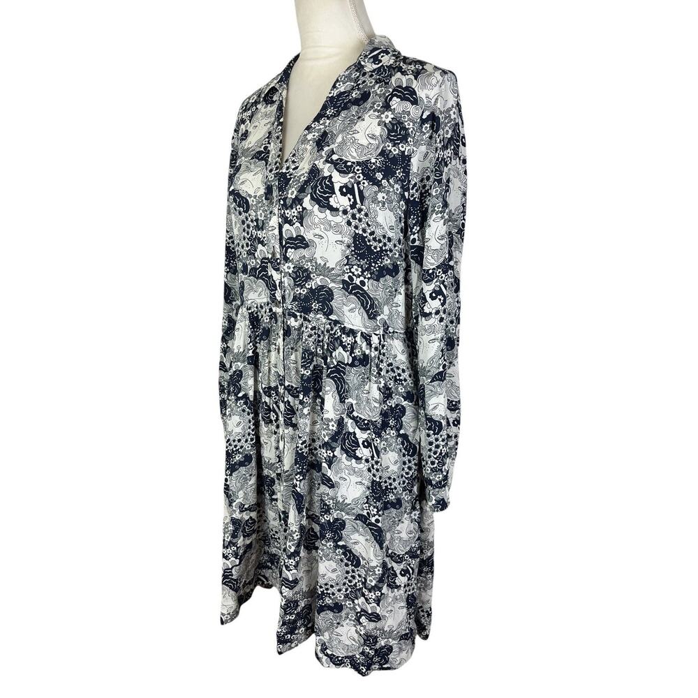 Anthropologie 34 of 52 Conversations Colloquial Faces A-Line Shirt Dress Size 8 - Picture 6 of 9